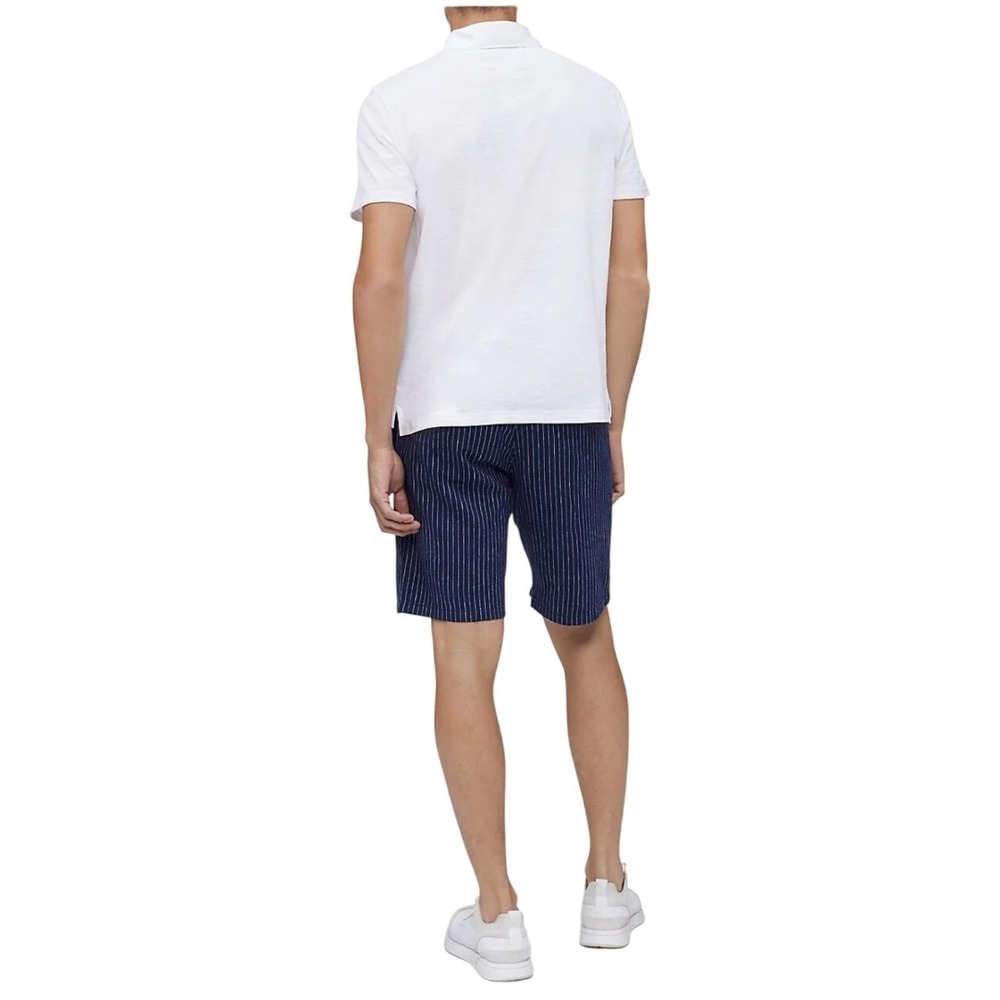 Calvin Klein Striped Linen Cotton Shorts Mens 36 Navy Blue Pinstripe Casual